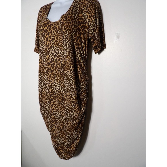 Motherhood Maternity Dress Large Midi Cinched Leopard Cat Cheetah Print - Picture 3 of 11